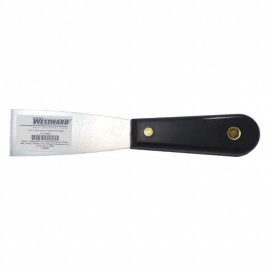 WESTWARD Flexible Putty Knife with 1 1/4 in Carbon Steel Blade, Black