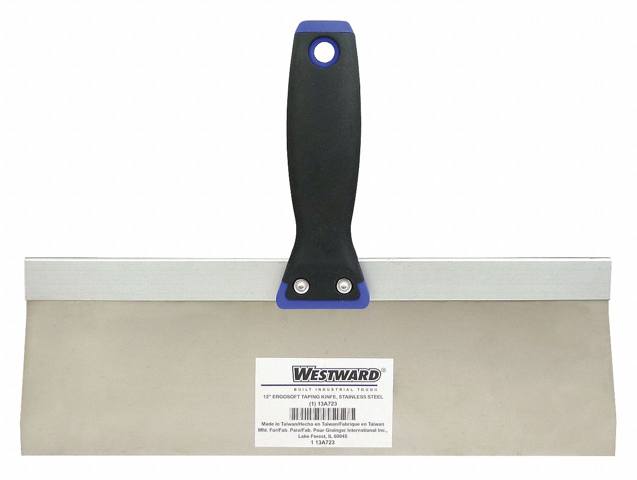 WESTWARD Flexible Taping Knife with 12 in Stainless Steel Blade, Black