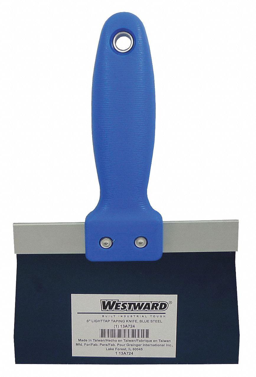 WESTWARD Flexible Taping Knife with 6 in Blue Steel Blade, Neon Yellow