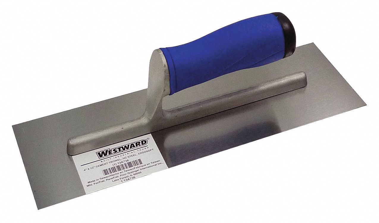 WESTWARD Cement Trowel 12 in Lg (In.), 4 in Wd (In.), High Carbon Steel 13A73613A736 Grainger