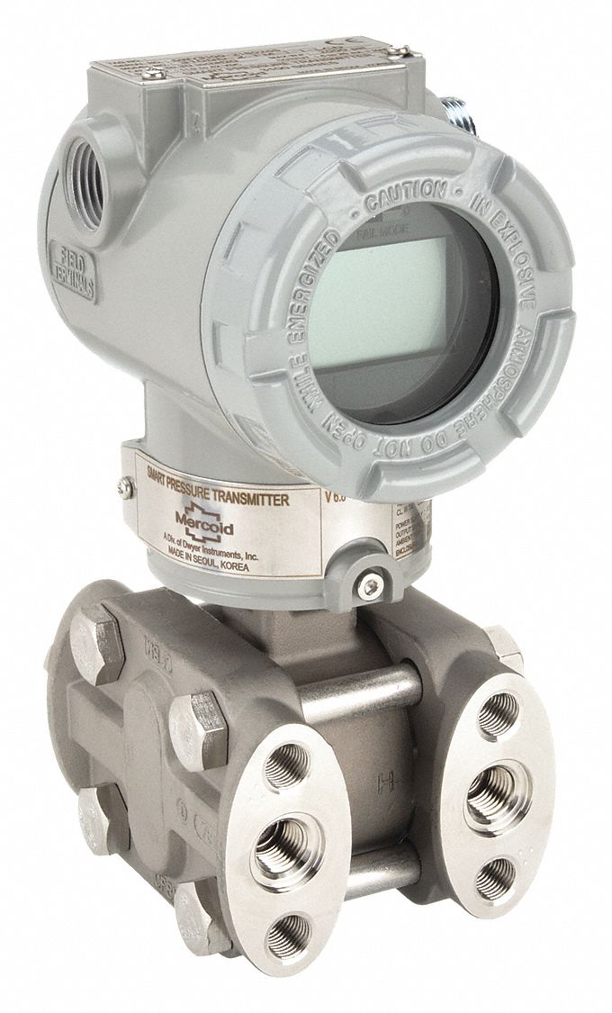 Indicating Differential Transmitter: 3 psi to 300 psig, 4 to 20mA DC/HART Comm, Screw Terminals, 4X