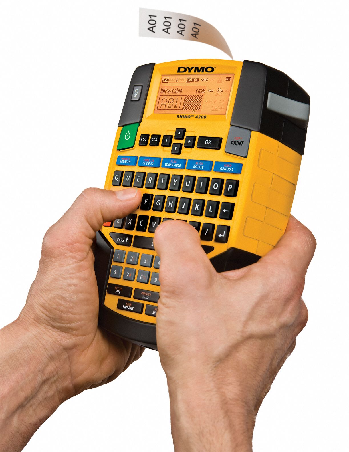 DYMO Label Printer, Yellow, Thermal Transfer 13A913Rhino 4200 Grainger
