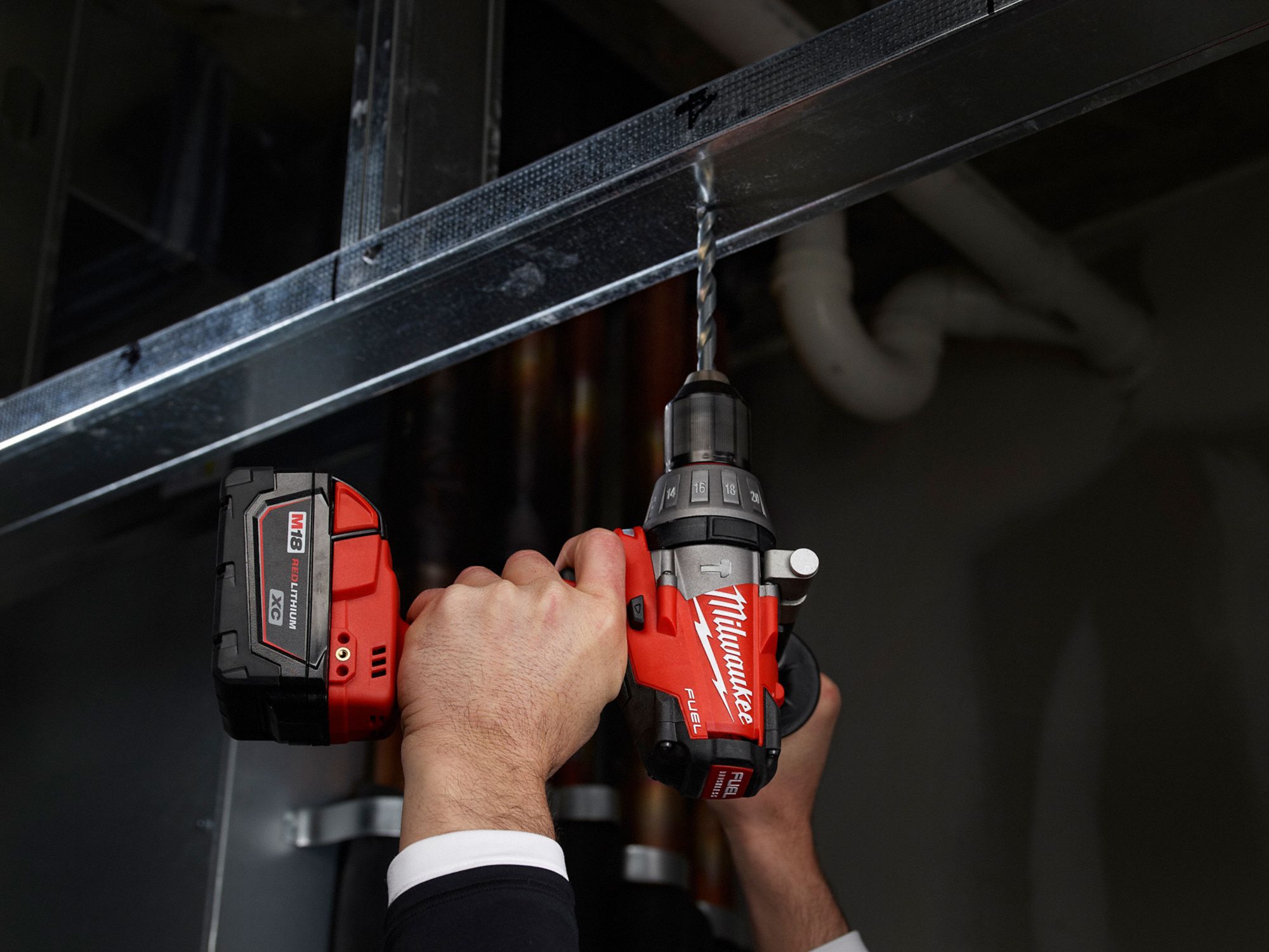 MILWAUKEE Cordless Hammer Drill, 8 In. L, 3.5 lb 13A971260420