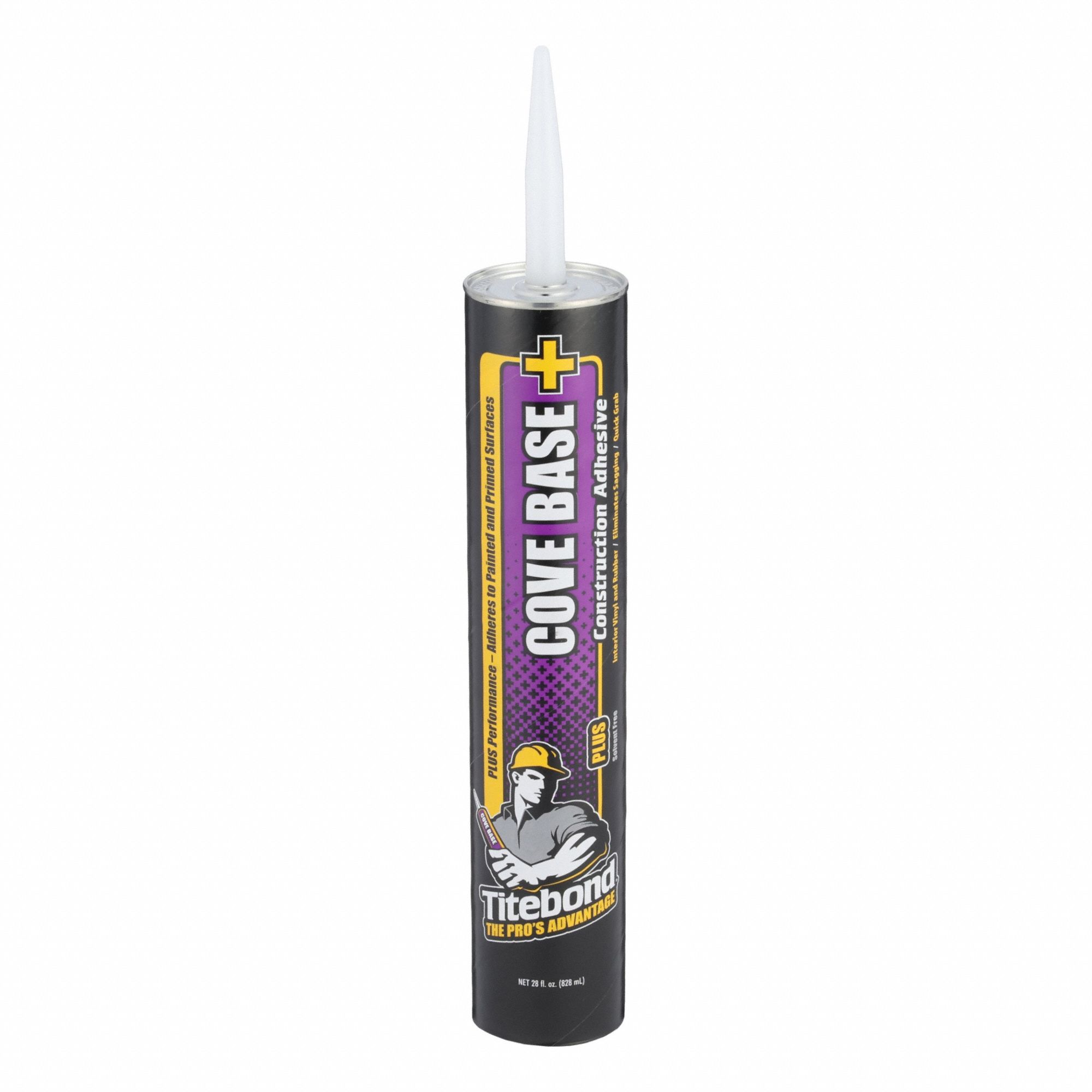 Construction Adhesive: Cove Base Plus, 28 oz, Cartridge, Brown, Interior Only