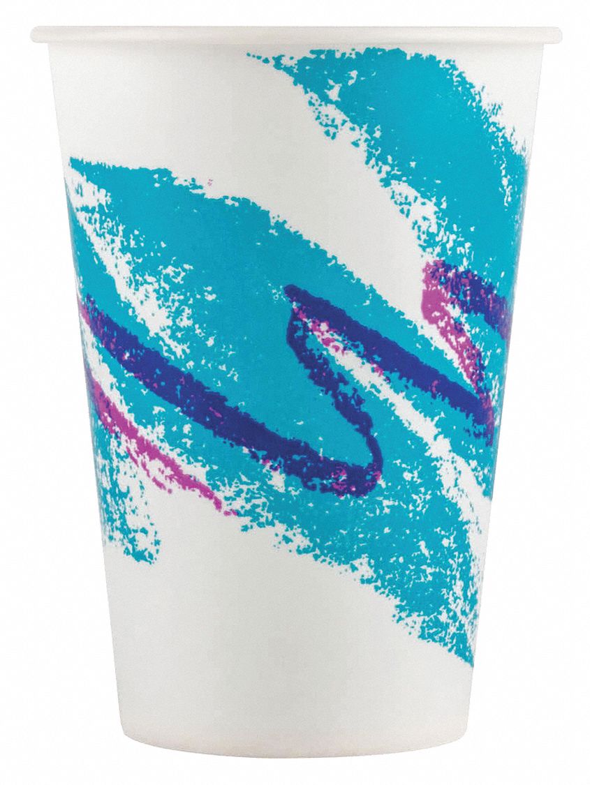 10 oz Paper Disposable Cold Cup, White/Blue/Purple, 2000 PK - Grainger