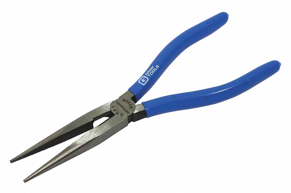 NEEDLE NOSE PLIERS, STRAIGHT, CUTTER, 8 IN LENGTH, 2 3/4 IN JAW, VINYL/STEEL