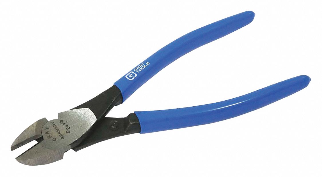 SIDE CUTTING PLIERS W VINYL GRIPS, 8 IN L, JAW 3/4 IN L, FORGED STEEL