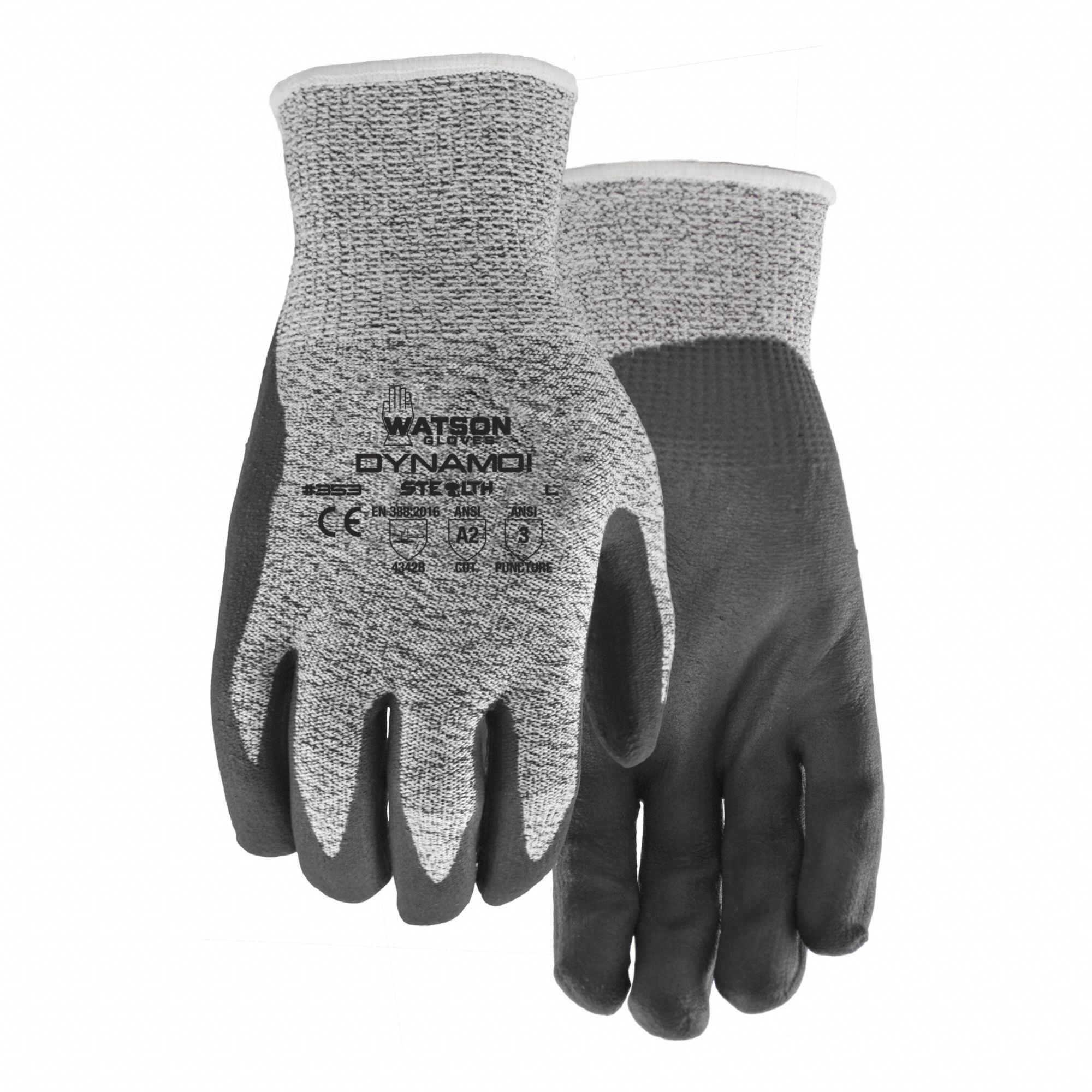 GANTS,ENDUIT,DYNAMO FURTIVE,NIVEAU D'ABRASION 4,L,GRIS/NR,NITRILES