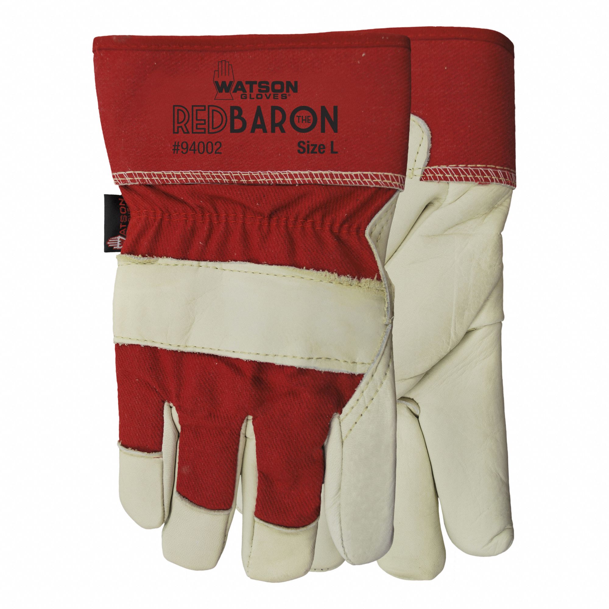 GANTS CUIR,RED BARON,POUCE AILÉ,ENFILABLE,TG/TLE 10,RGE/BLC,CUIR VACHE/DBLR SHERPA,PAIRE