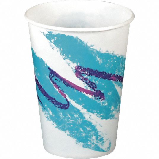 SOLO CUP 9 oz Paper Disposable Cold Cup, White/Blue/Purple, 2000 PK