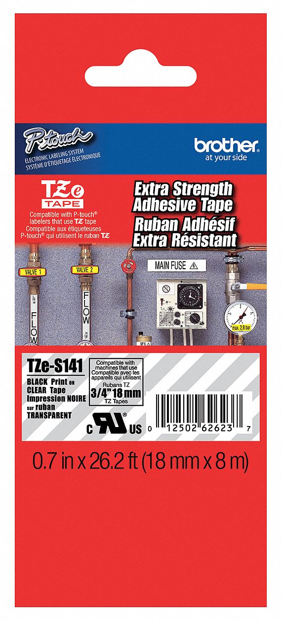 Combined Label and Ribbon Cartridge: 3/4 in x 26 1/4 ft, PET, Clear (Gloss), Indoor/Outdoor