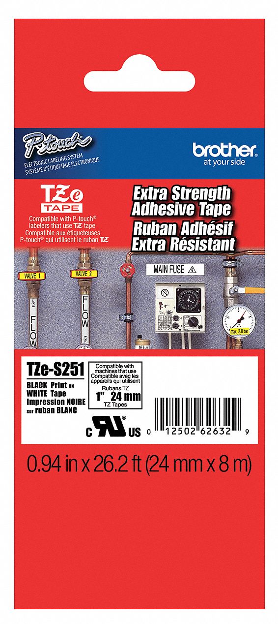 Combined Label and Ribbon Cartridge: 1 in x 26 1/4 ft, PET, White (Gloss), Indoor/Outdoor