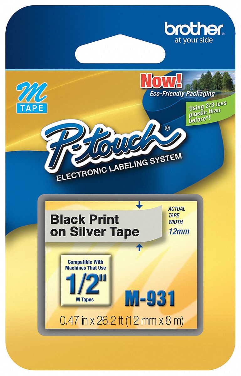 Combined Label and Ribbon Cartridge: 1/2 in x 26 1/4 ft, Thermal Paper, Silver, Indoor/Outdoor