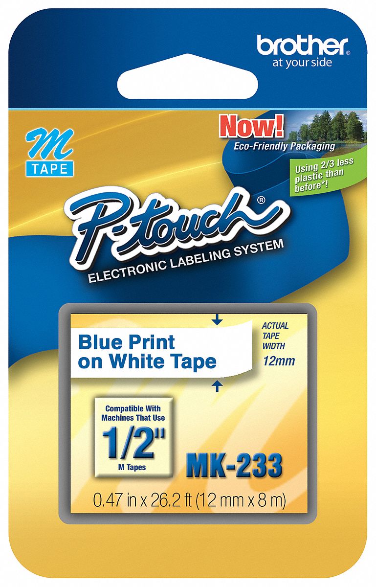 Combined Label and Ribbon Cartridge: 1/2 in x 26 1/4 ft, Thermal Paper, White, Indoor/Outdoor