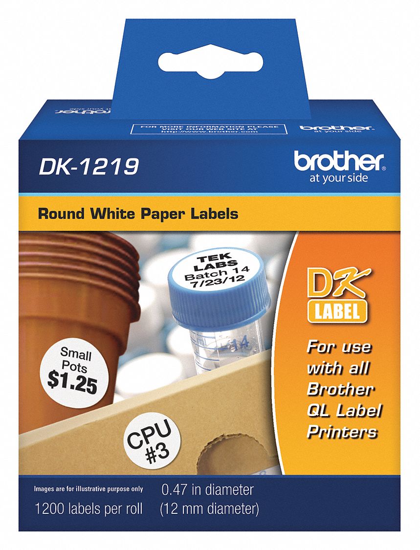 Pre-Cut Label Stock Roll: 15/32 in x 15/32 in, 1, 200 Labels