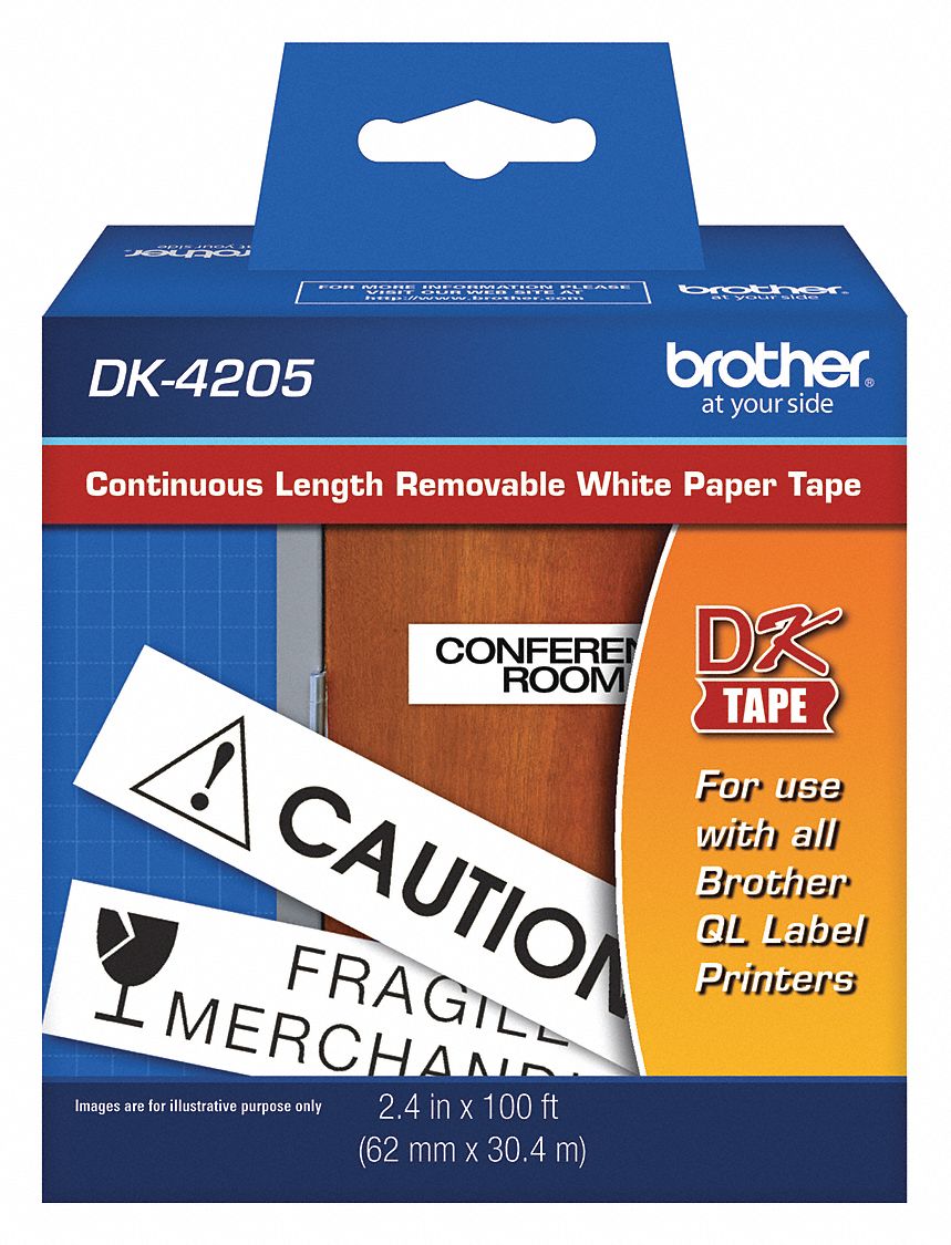 2 1/2 in x 100 ft, Paper, Continuous Label Roll 13C578DK4205 Grainger