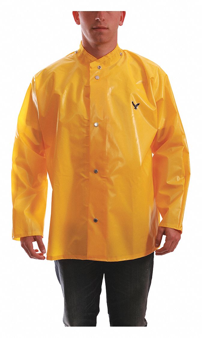 UNISEX RAIN JACKET WITH HOOD SNAPS, 4XL, YELLOW, STORM FLAP, NYLON