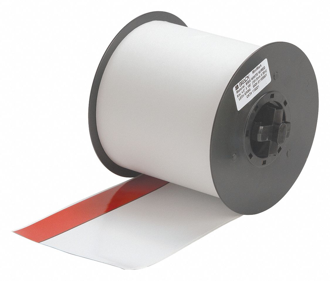 4 in x 100 ft, Vinyl, Continuous Label Roll 13C780113221 Grainger