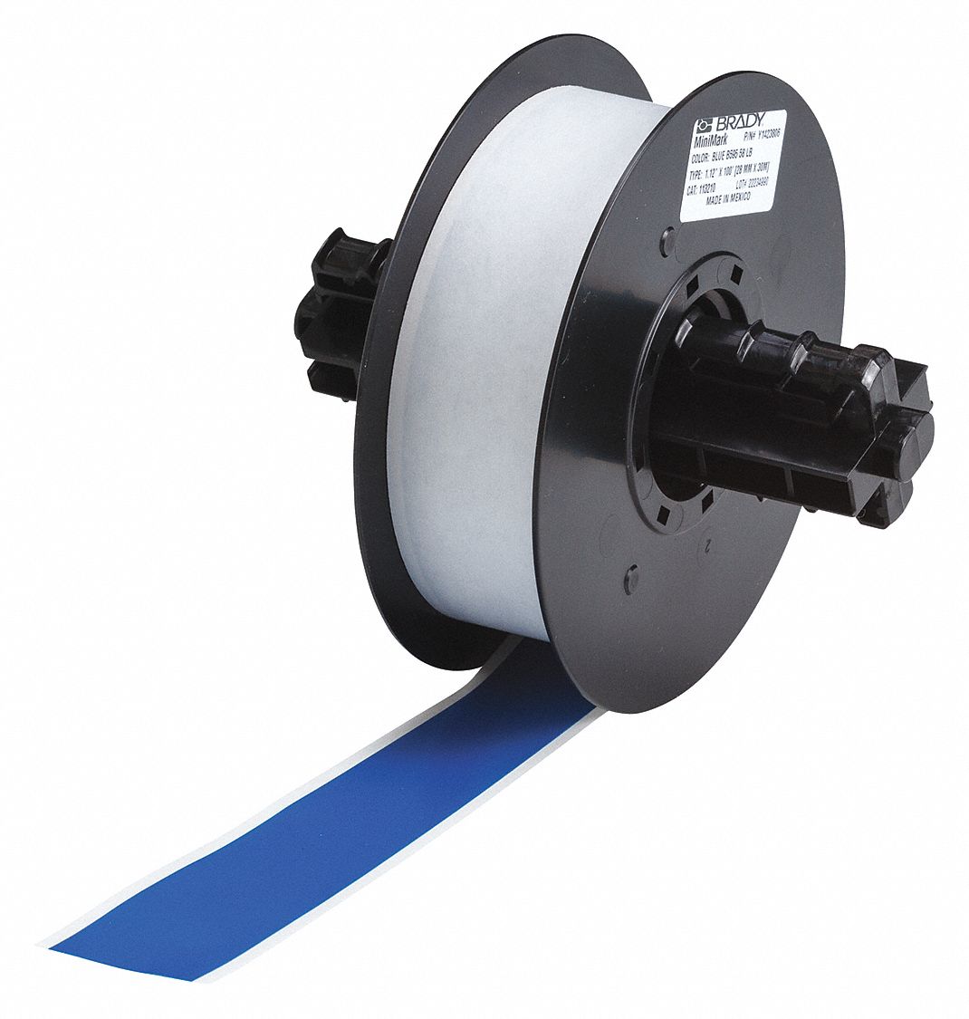 Continuous Label Stock: 1 1/8 in x 100 ft, Vinyl, Blue (Gloss), Outdoor