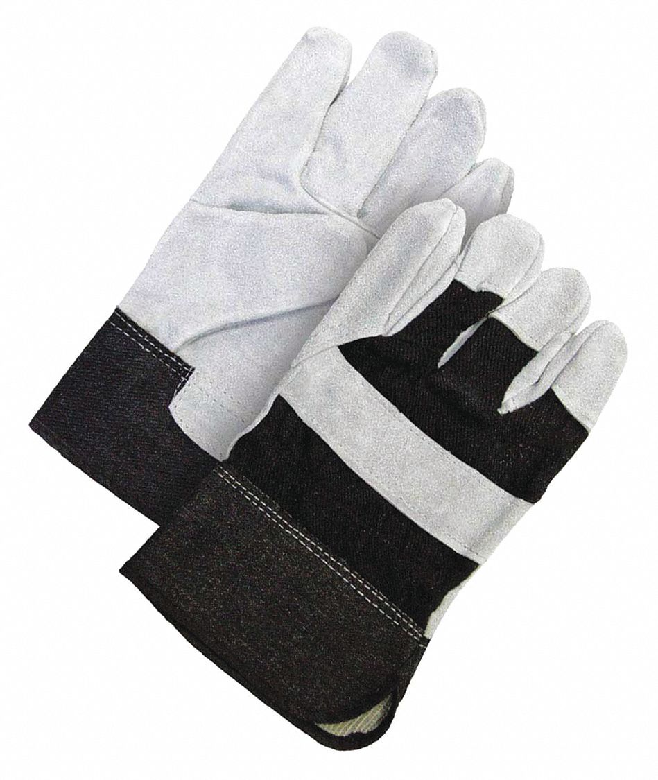 LEATHER GLOVES, UNIVERSAL, PREMIUM COWHIDE, FULL FINGER, SAFETY CUFF, COTTON FLEECE