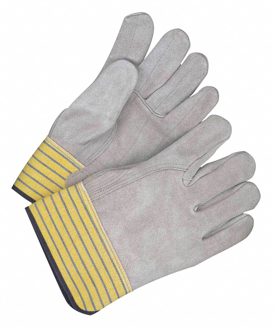 LEATHER, GLOVE, GAUNTLET CUFF, SZ L/9, GREY, PR