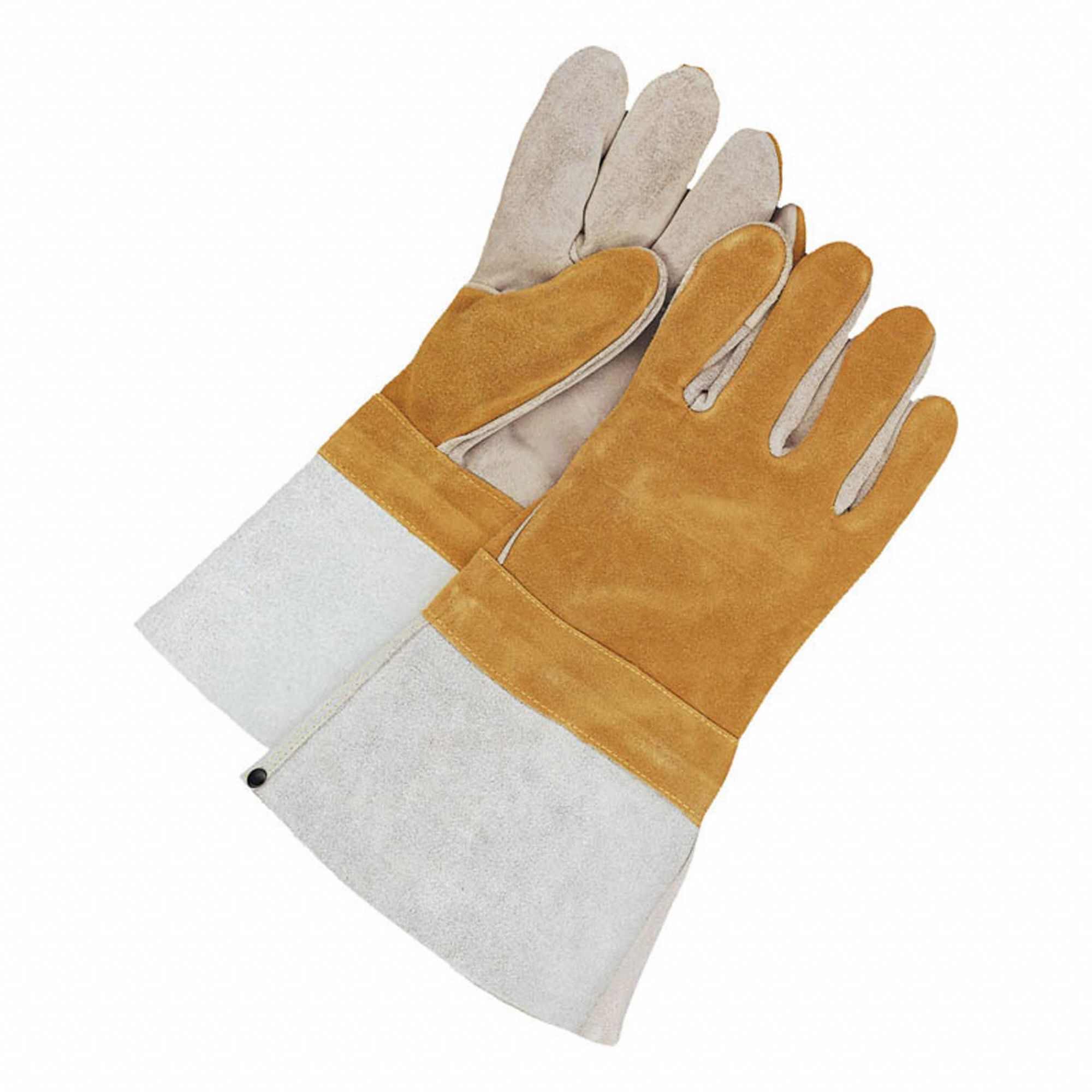 GANDER WELDER GLOVES, L, LEATHER, COWHIDE, GAUNTLET CUFF, FLEECE