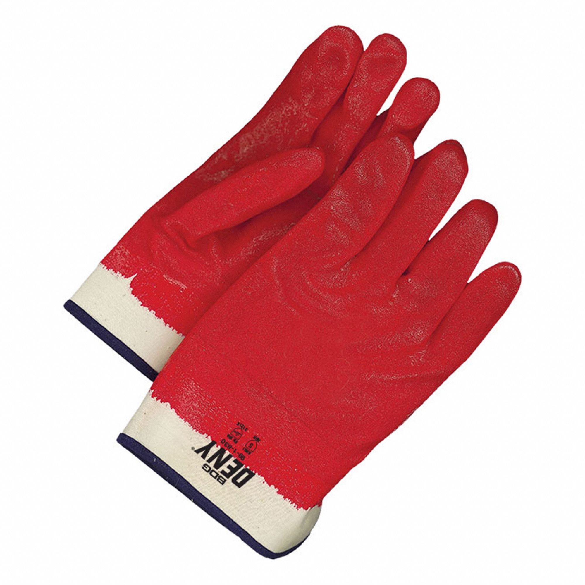 CHEMICAL-RESISTANT GLOVES, SAFETY CUFF, RED, ONE SIZE, COTTON