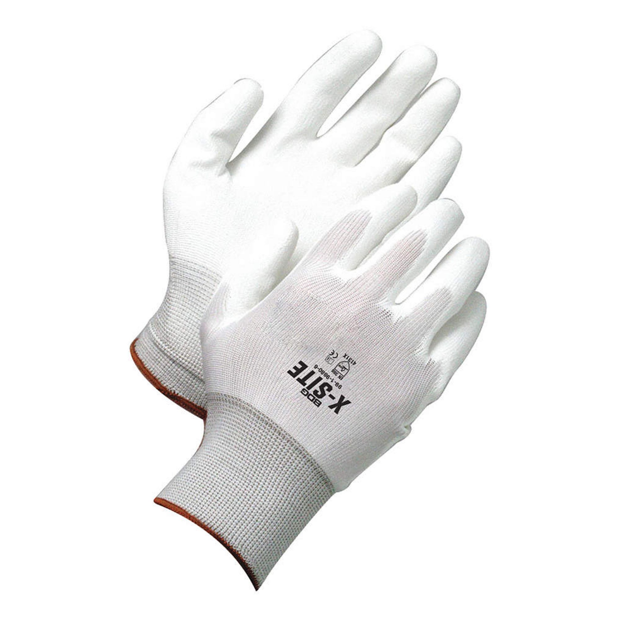 GLOVE, COATED PALM, SZ 9, WHITE, POLYESTER/NYLON, PR