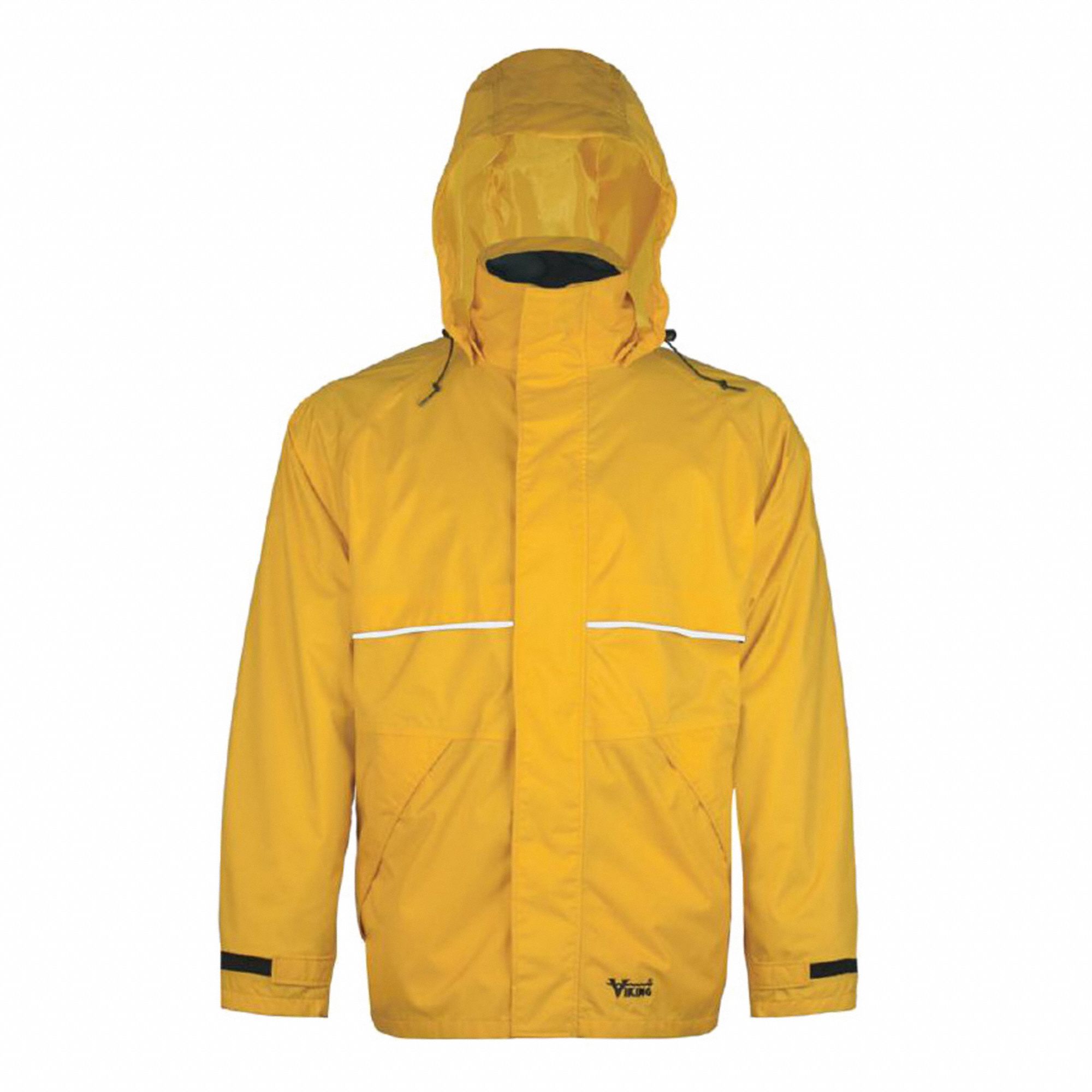 MEN'S RAIN JACKET W DETACH HOOD, WATER/WIND RESIST, SZ 4XL/33 IN L, YLW, 420 DENIER NYLON