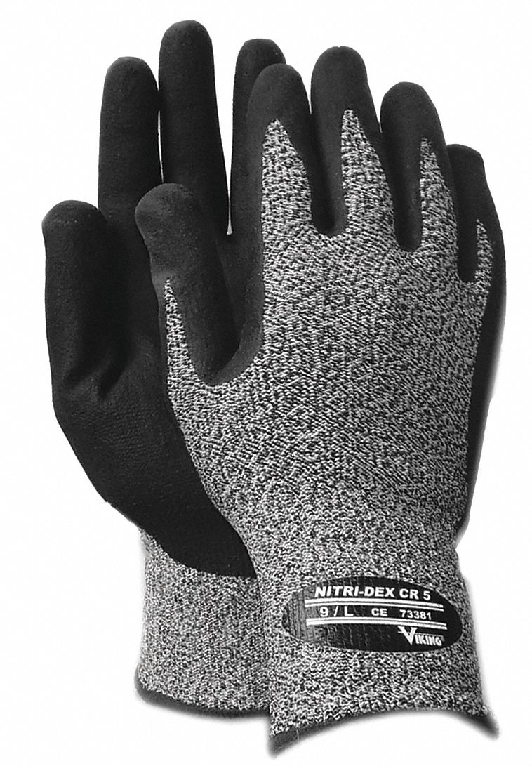 VIKING VIKING COATED CUTRESISTANT GLOVES, GREY, 10, NBR, ANSI/ISEA CUT