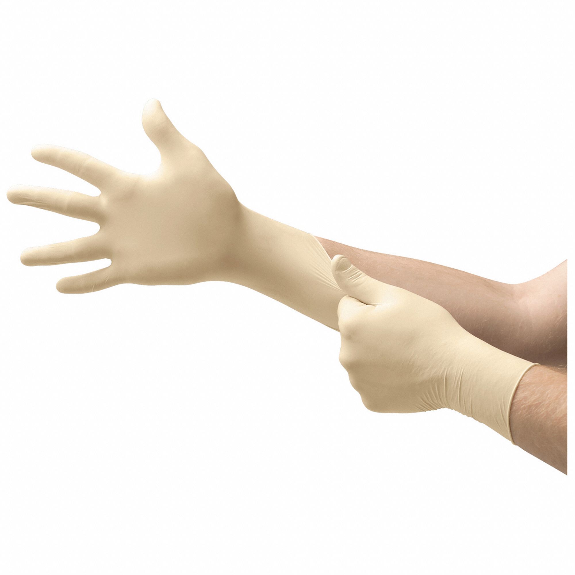 CHEMICAL-RESISTANT GLOVES, EXTENDED, 11¾ IN, M, WHITE, NITRILE