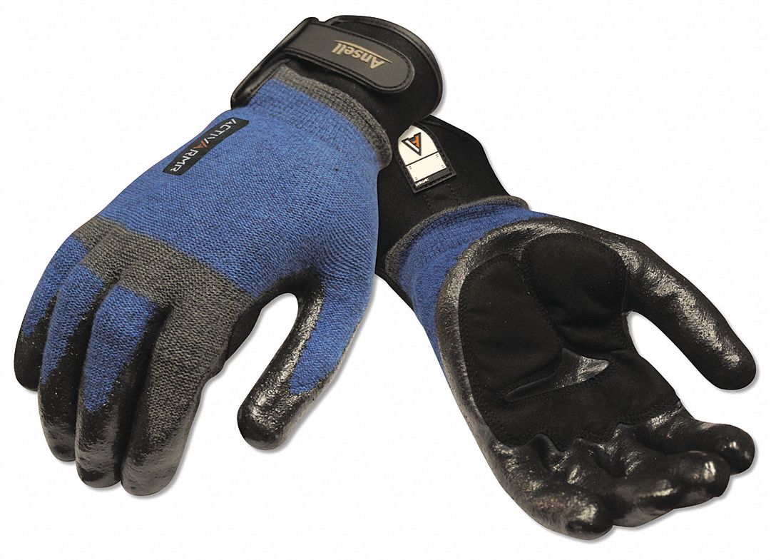 CUT-RESISTANT GLOVES, ACTIVARMR/13-GAUGE, SIZE 11, BLUE/BLACK, NITRILE