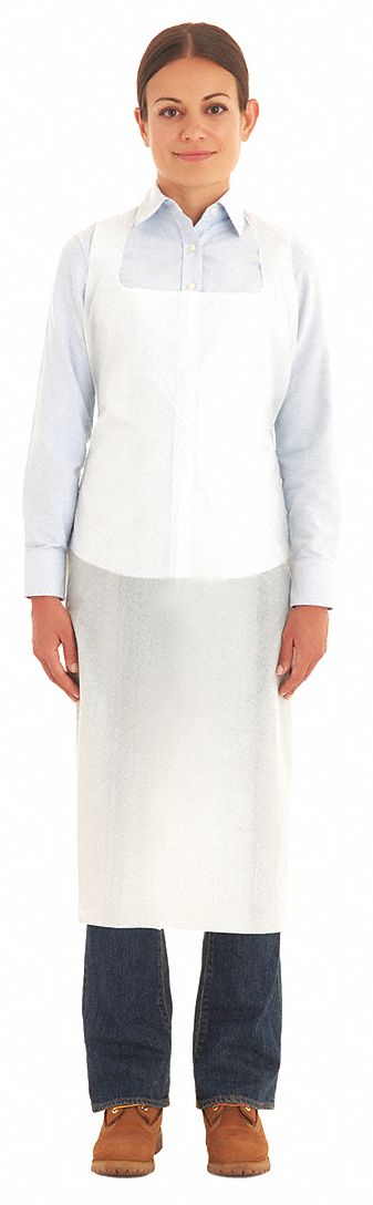 CHEMICAL RESISTANT APRON,WHITE,55 IN L