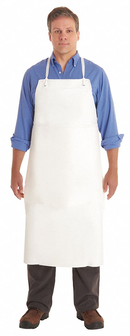 CHEMICAL RESISTANT APRON,WHITE,44 IN L