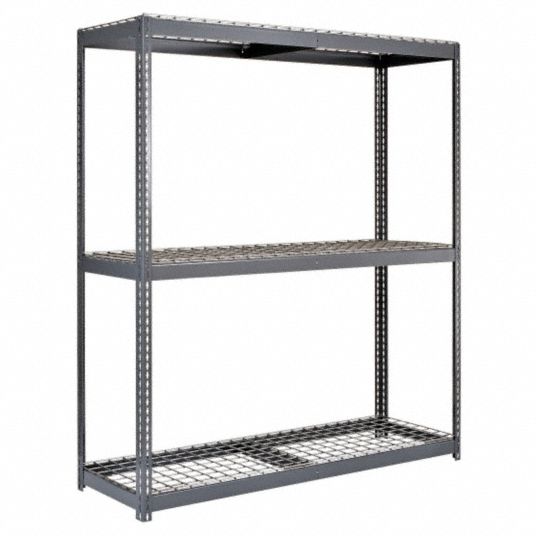 EDSAL Boltless Shelving Starter, 48 in x 24 in, 84 in Overall Ht, 3 Shelves, Steel, Baked