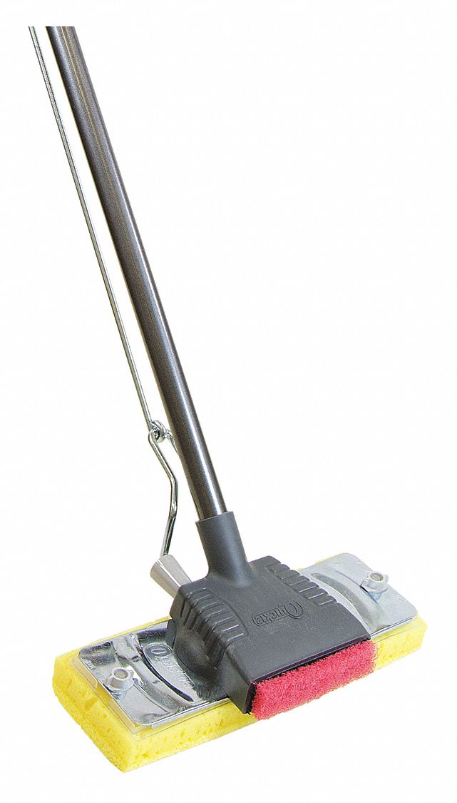 TOUGH GUY Quick Change Sponge Wet Mop Head and Handle, Yellow, 54 in Handle Length 13D487
