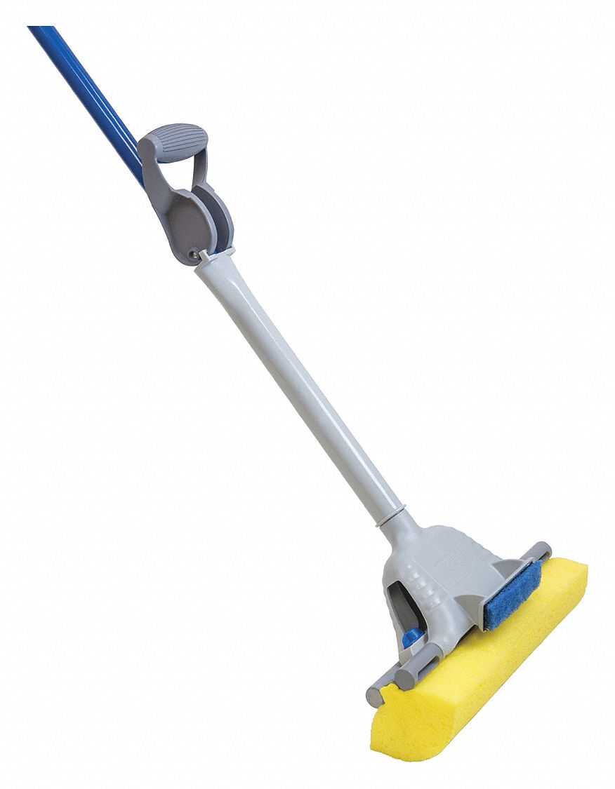 Quick Change Sponge Wet Mop Head and Handle, Yellow, 54 in Handle