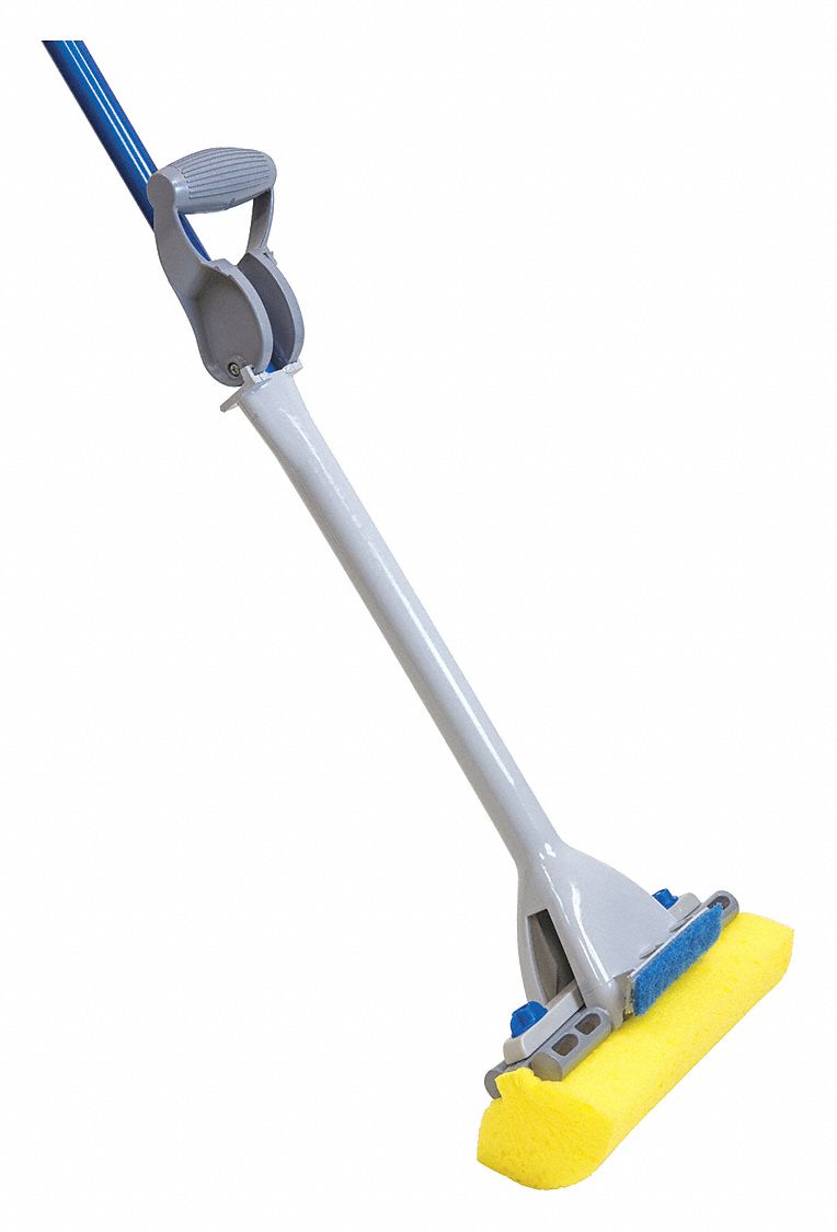 Quick Change Sponge Wet Mop Head and Handle, Yellow, 48 in Handle Length Grainger