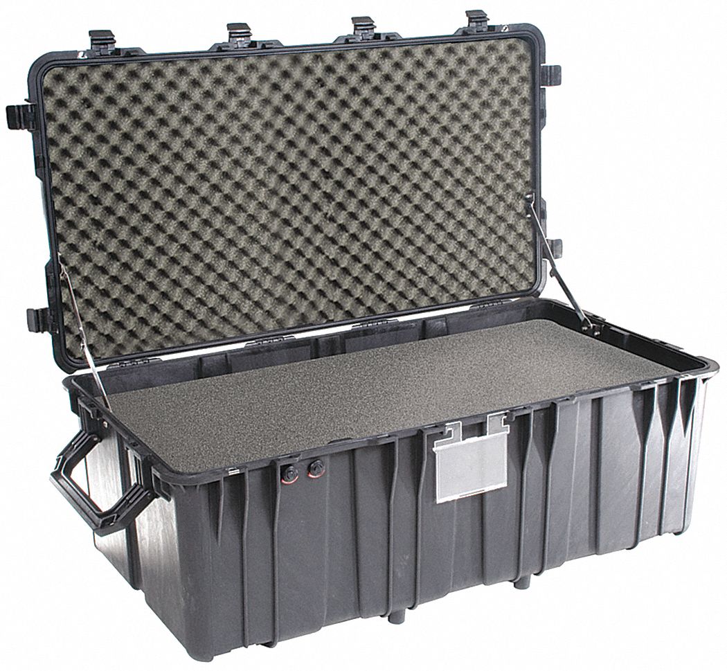 PROTECTIVE CASE, 24⅛ IN X 47⅝ IN X 17¾ IN INSIDE, FLAT/PICK AND PLUCK/SOLID, BLACK