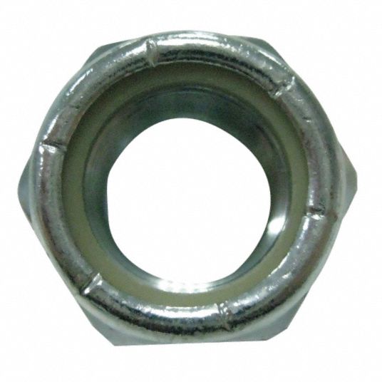 GRAINGER APPROVED 1224 Nylon Insert Lock Nut, Zinc Plated Finish