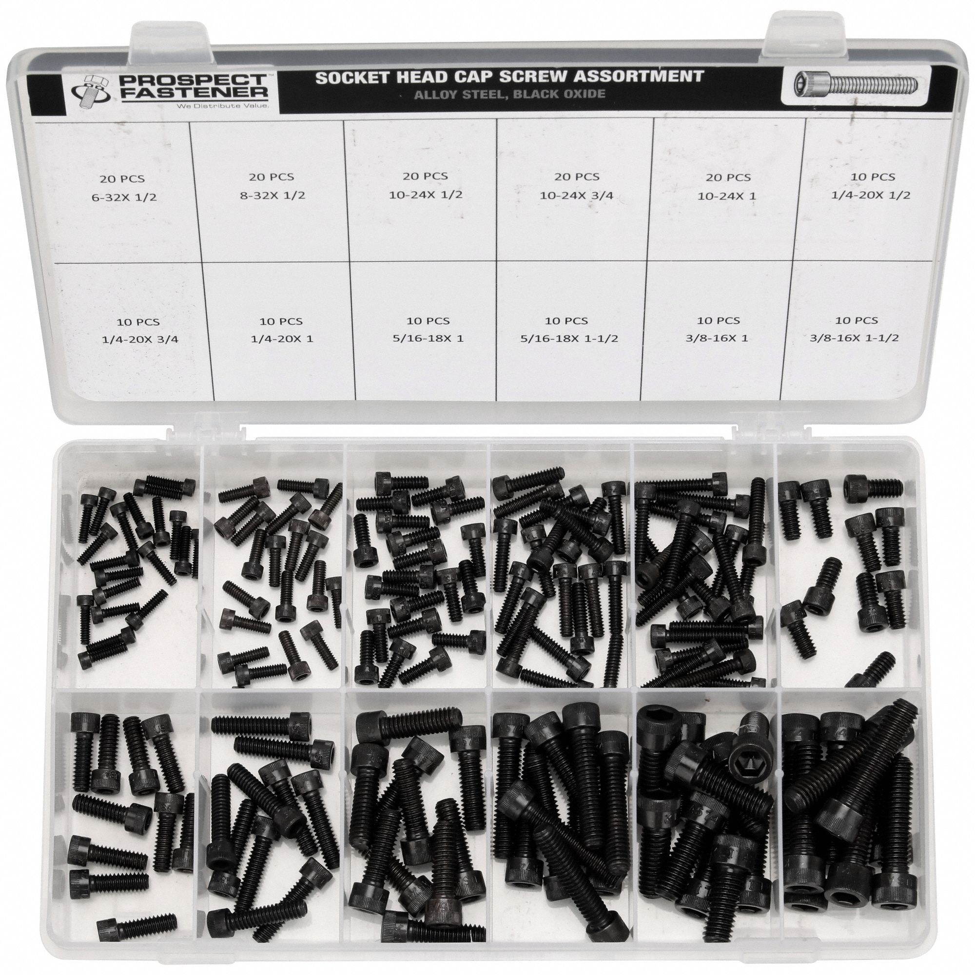 Std, 12 # of Sizes, Cap Screw Assortment - 13E070|SHCS637 - Grainger