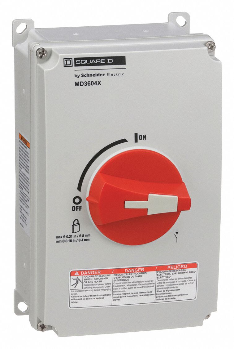 SQUARE D Nonfusible Enclosed Disconnect Switch, General Duty, 20 hp