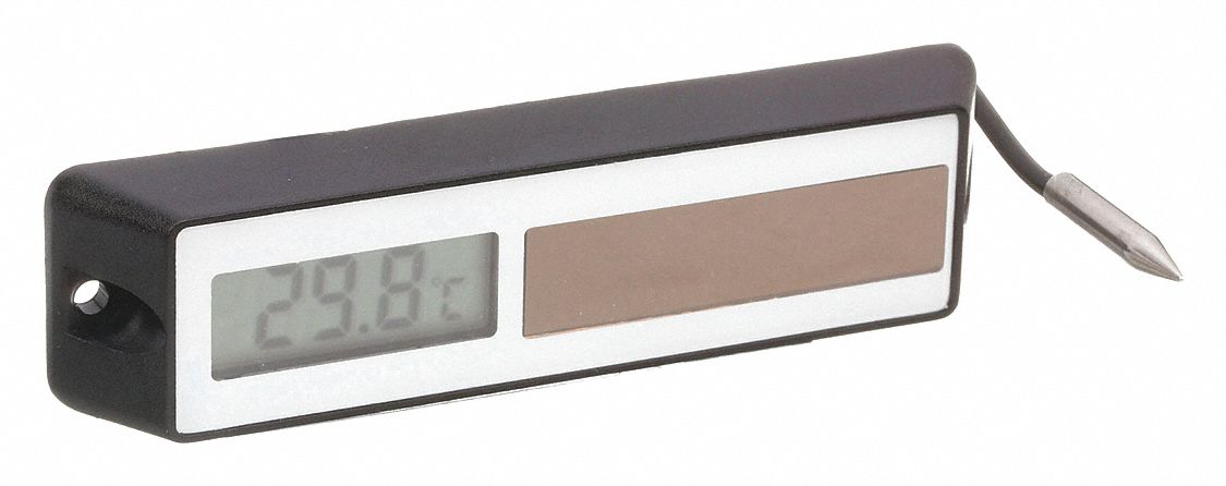 SURFACE-MOUNT REFRIGERATION THERMOMETER, BATTERY/SOLAR, 158 ° F MAXIMUM TEMPERATURE