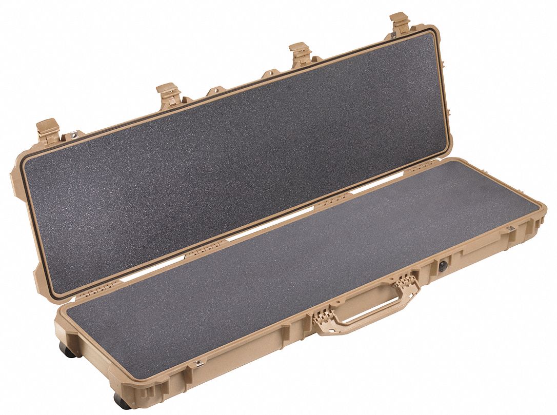 PROTECTIVE CASE, 13½ IN X 50½ IN X 5¼ IN, SOLID, BEIGE, 2 WHEELS, FOAM INCLUDED