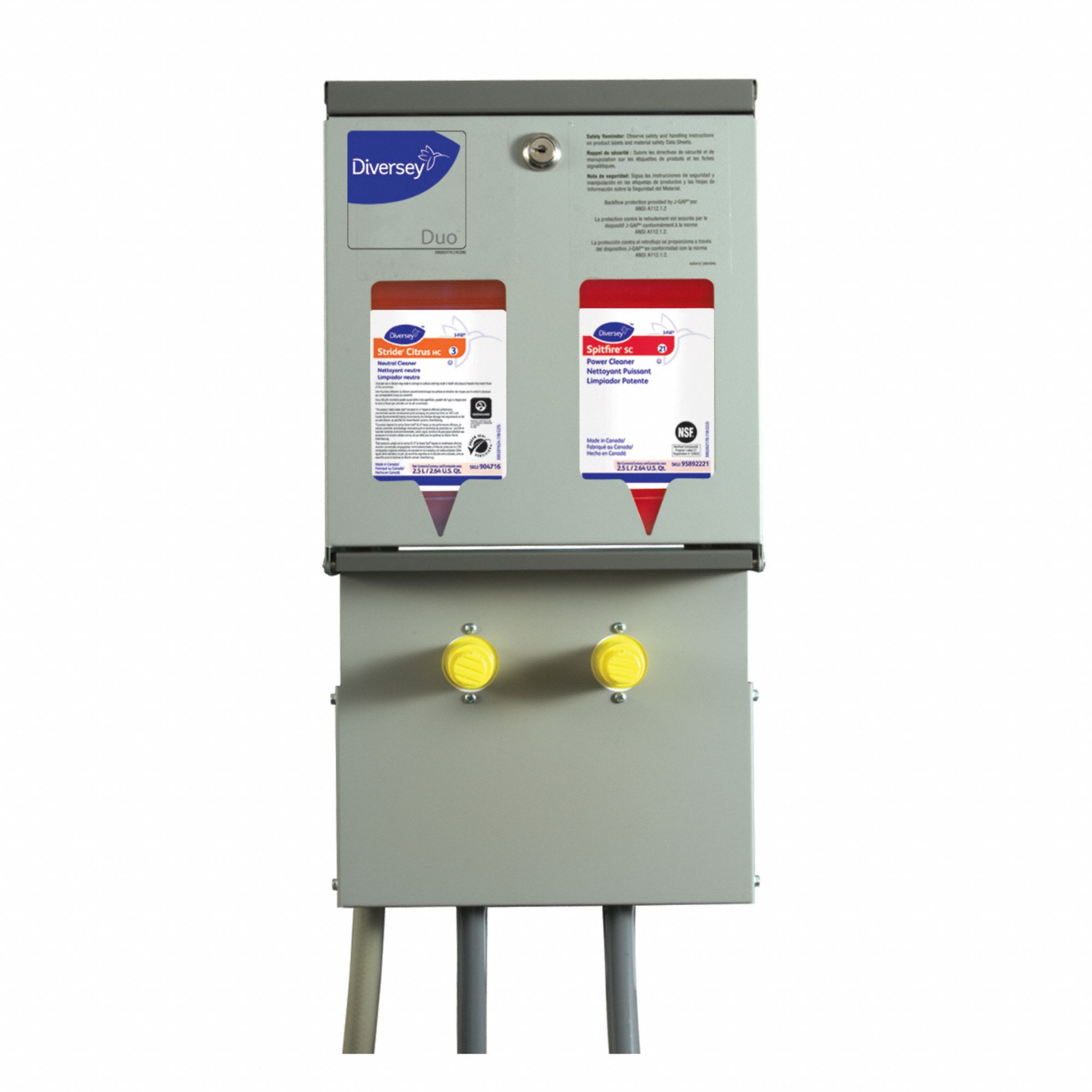 Dilution Control Dispenser: Wall Mount Dispenser, 2 Chemicals Dispensed, J-Fill Duo