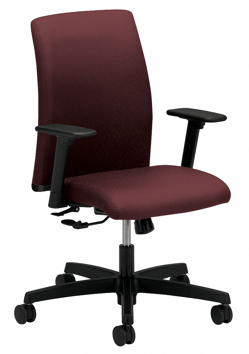 Desk Chair, Desk Chair, Red, Fabric, 17 in to 22 in Nominal Seat Height