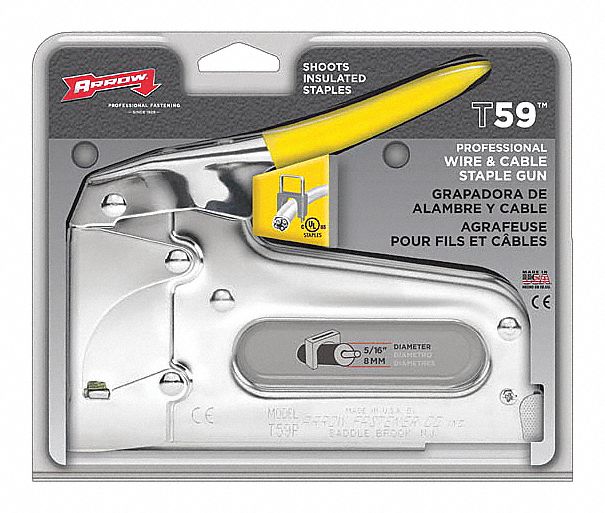 WIRE AND CABLE STAPLE GUN, 7 1/2 IN OVERALL L, FOR 11/16 IN STAPLE LEG L, STRAIGHT DRIVE