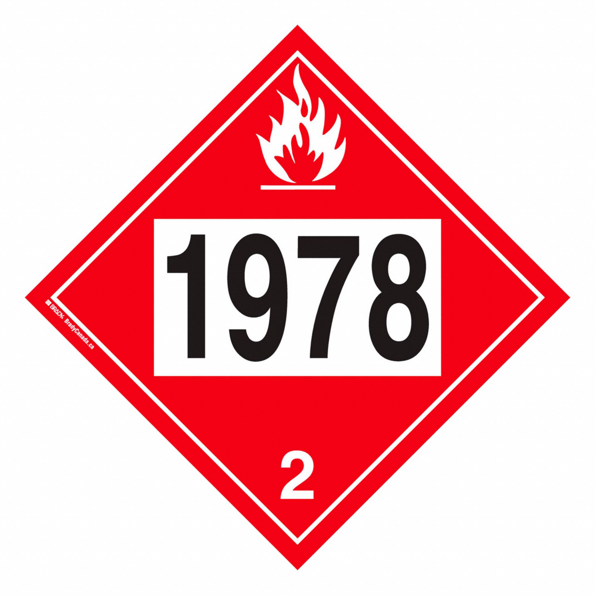 PLACARD FLAMM GAS CL2.1 RD 10 3/4 S