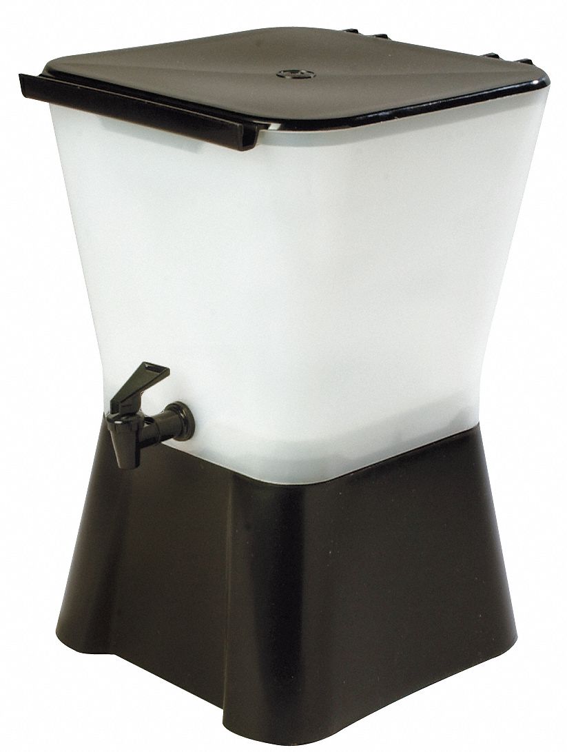 CARLISLE 3 gal Square Beverage Dispenser, Translucent/Black 13F143