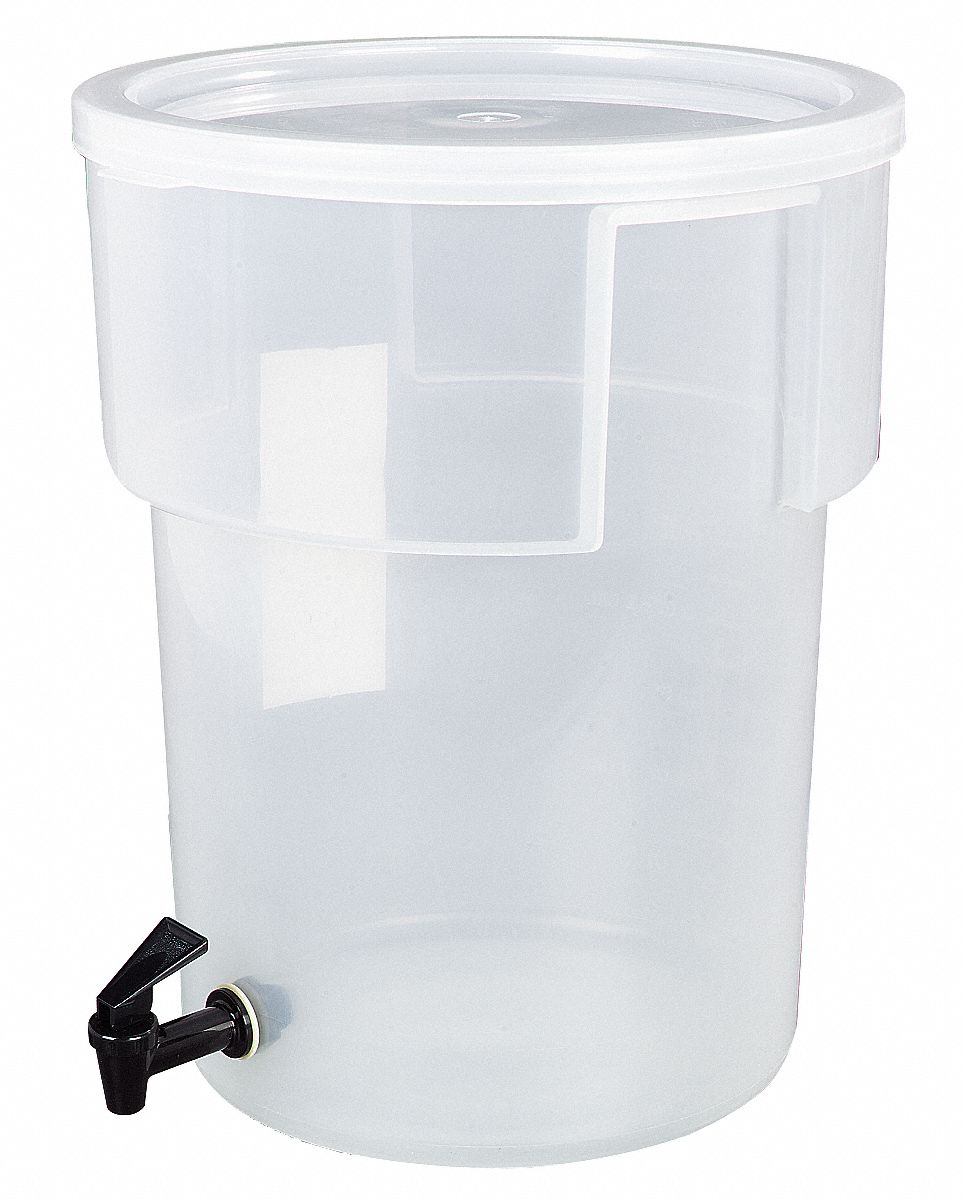 BEVERAGE DISPENSER,ROUND,5 GAL,BLACK